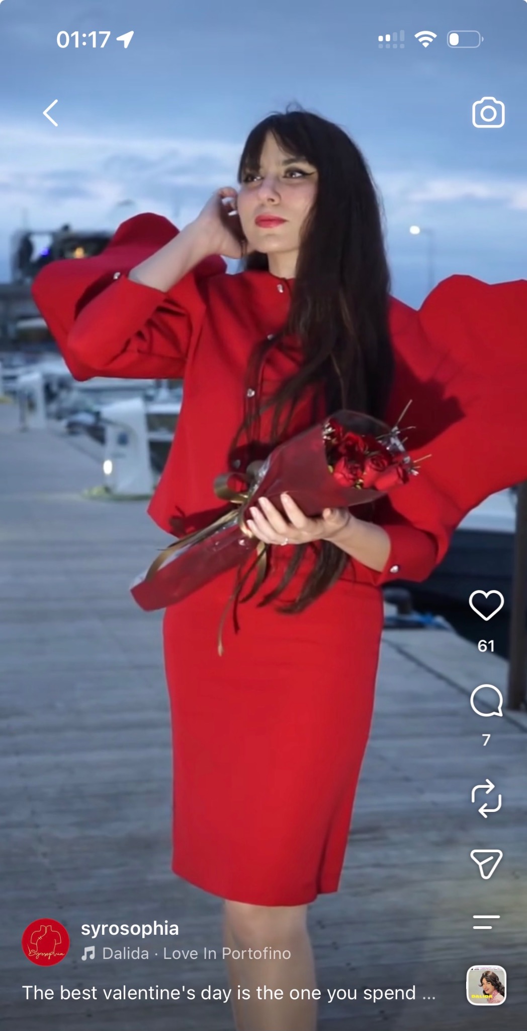 Red sculptural Syrosophia look